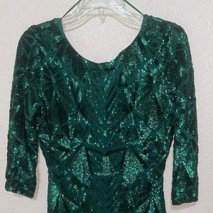 Gianni Binni Sequin Forest Green Cocktail Dress